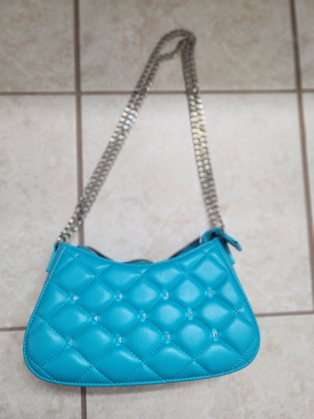 Turquoise Blue Handbag Small Clutch Purse with Zipper Closure